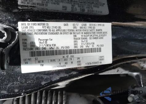 2017 Ford Focus Se from USA, damaged, VIN 1FADP3K27HL235251